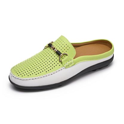 Mens Soft Leather Slip-On Slippers
