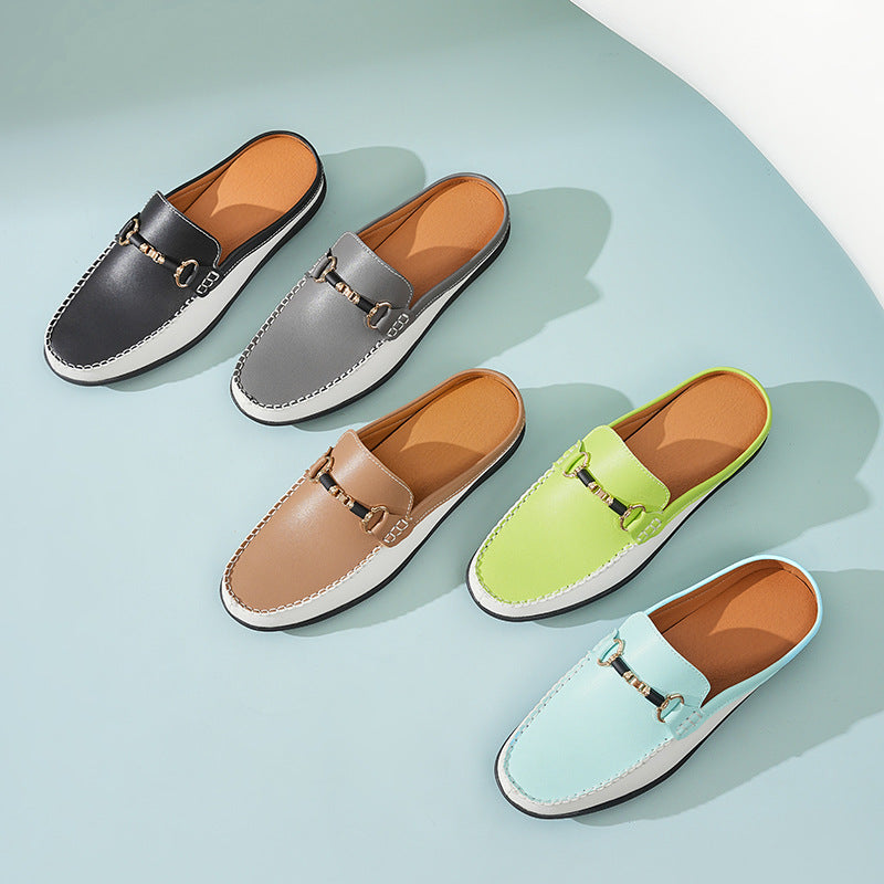 Mens Soft Leather Slip-On Slippers