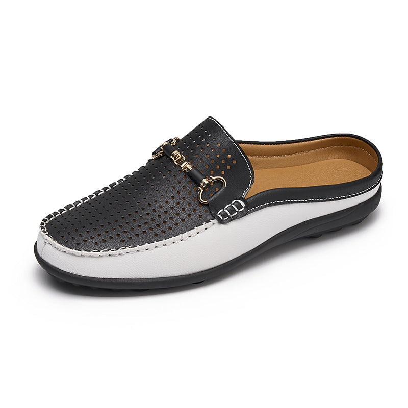 Mens Soft Leather Slip-On Slippers