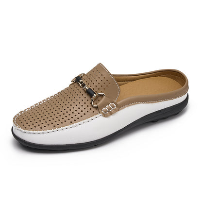 Mens Soft Leather Slip-On Slippers