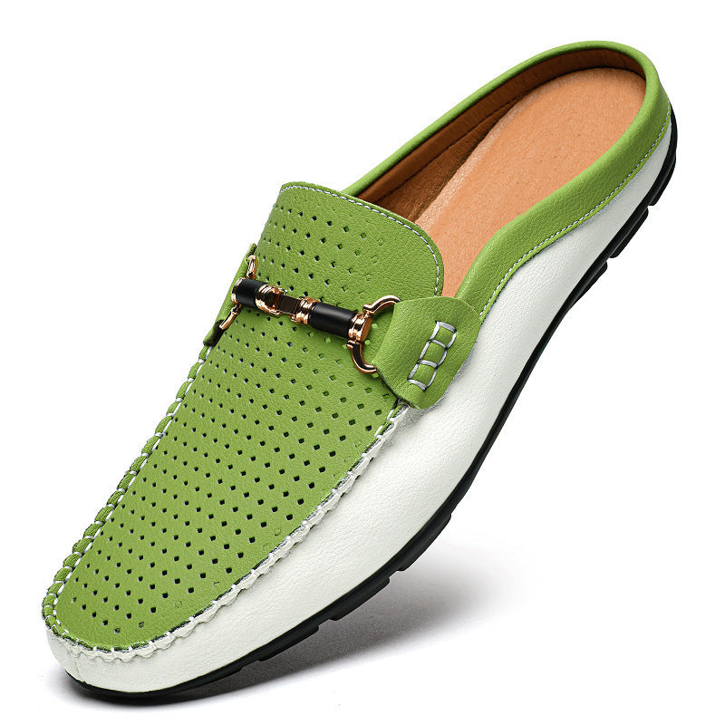 Mens Soft Leather Slip-On Slippers