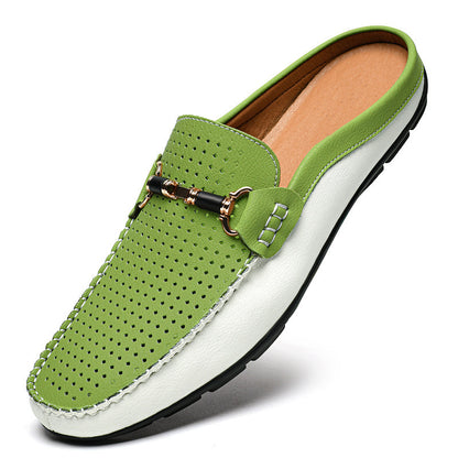 Mens Soft Leather Slip-On Slippers