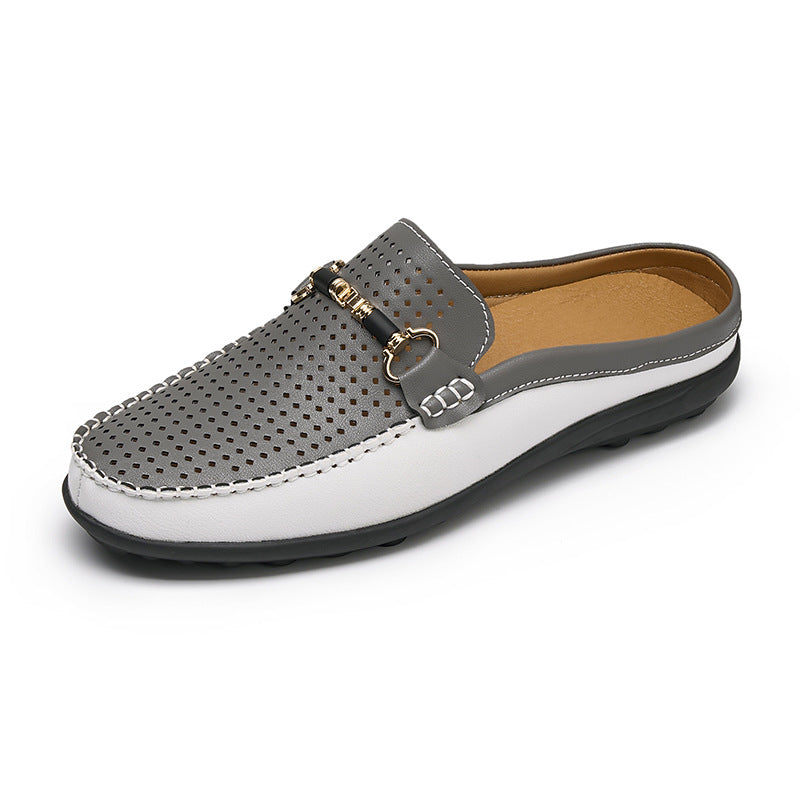 Mens Soft Leather Slip-On Slippers