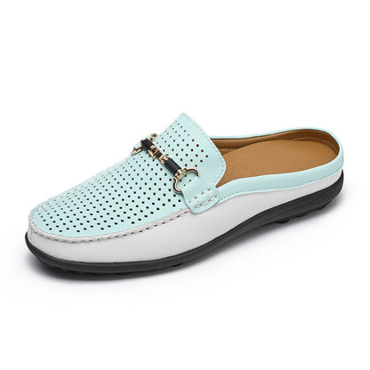 Mens Soft Leather Slip-On Slippers