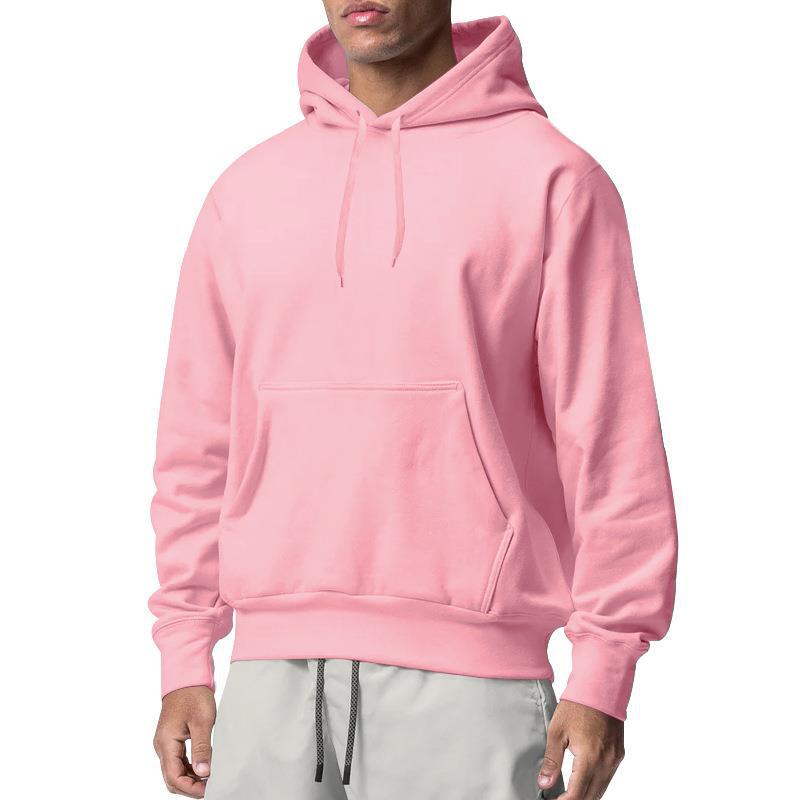 Mens Solid Color Fleece Hooded Sweatshirt
