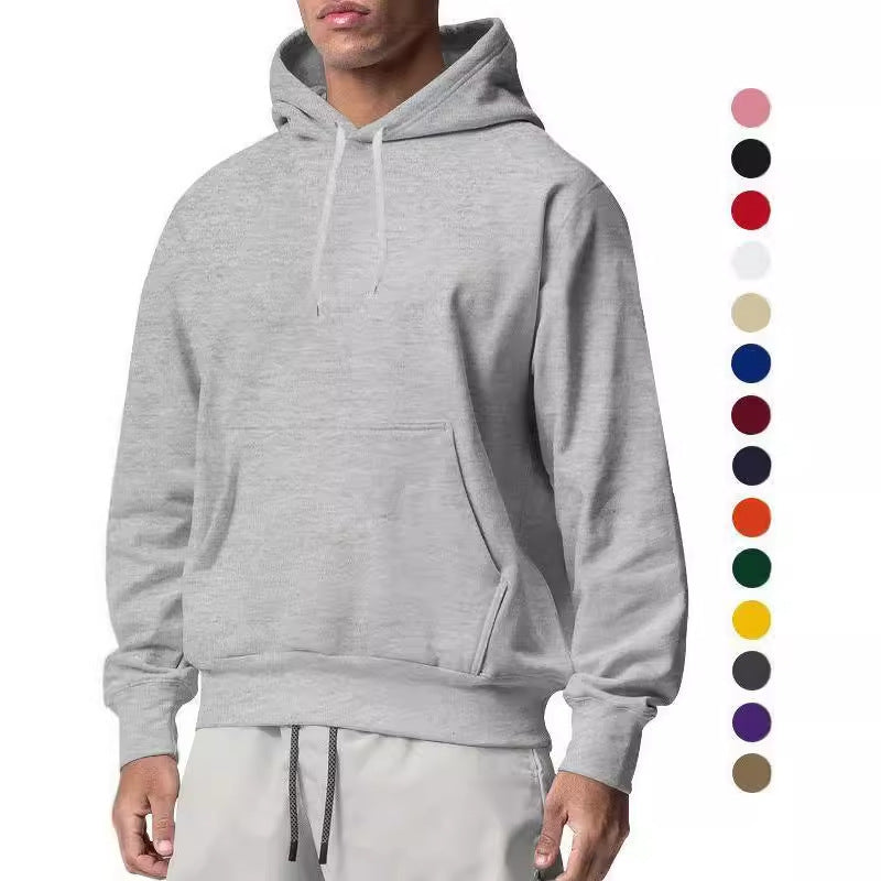 Mens Solid Color Fleece Hooded Sweatshirt