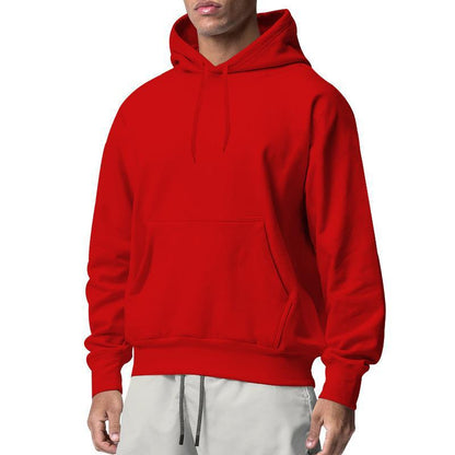 Mens Solid Color Fleece Hooded Sweatshirt