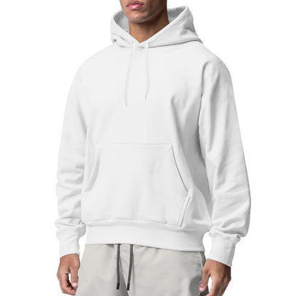 Mens Solid Color Fleece Hooded Sweatshirt