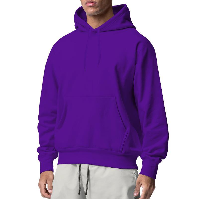 Mens Solid Color Fleece Hooded Sweatshirt