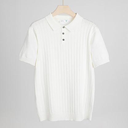 Mens Solid Color Knit Polo Shirt