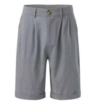 Mens Solid Color Linen Shorts