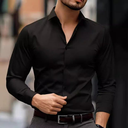 Mens Solid Color Long Sleeve Shirt