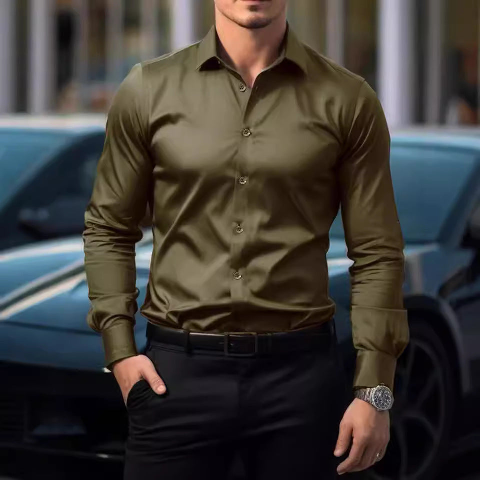 Mens Solid Color Long Sleeve Shirt