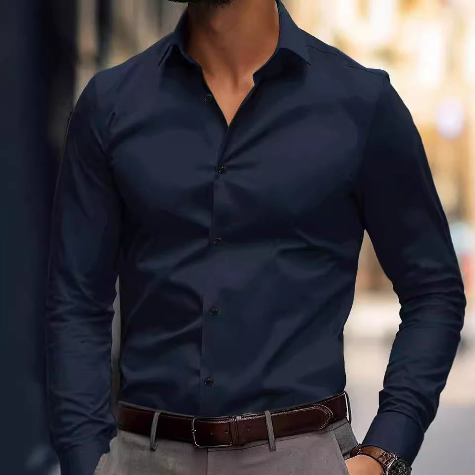 Mens Solid Color Long Sleeve Shirt