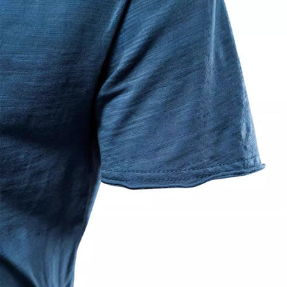Mens Solid Color V-Neck Cotton T-Shirt