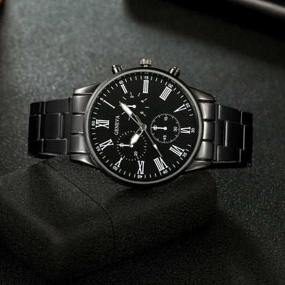 Mens Stainless Steel Quartz Watch Business Style