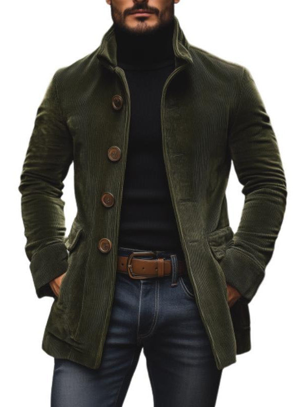 Mens Stand Collar Corduroy Blazer