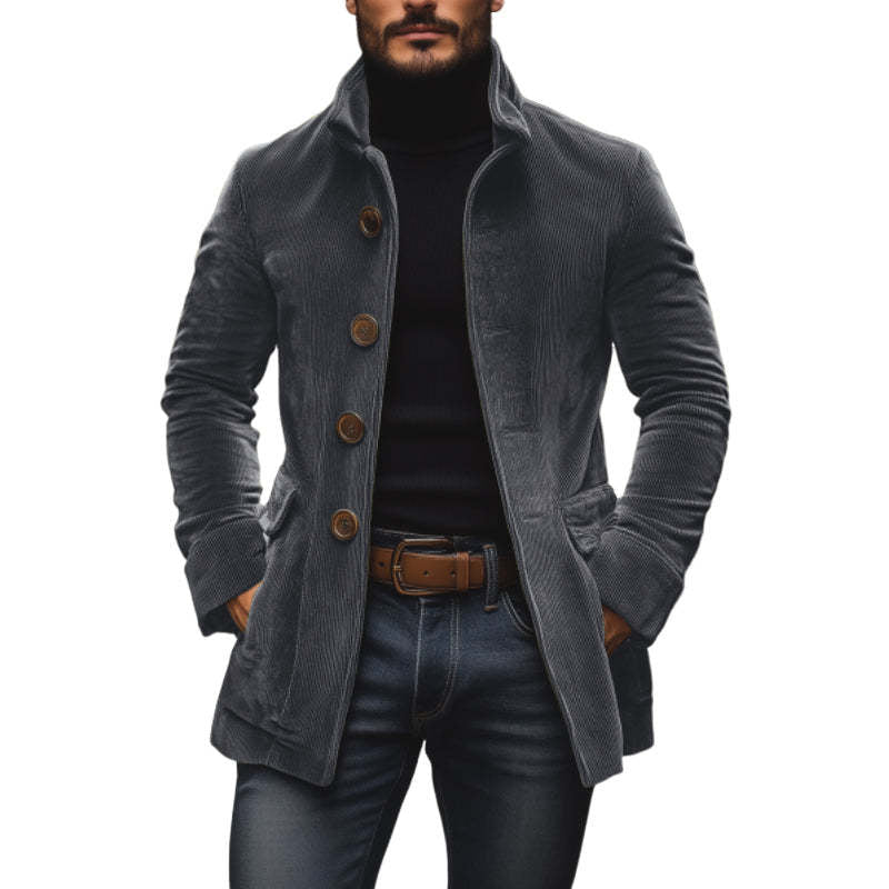 Mens Stand Collar Corduroy Blazer