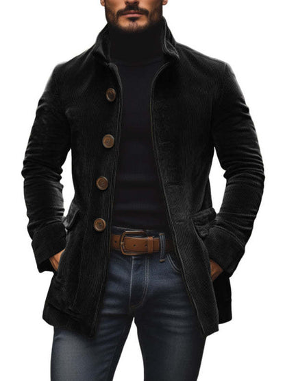 Mens Stand Collar Corduroy Blazer