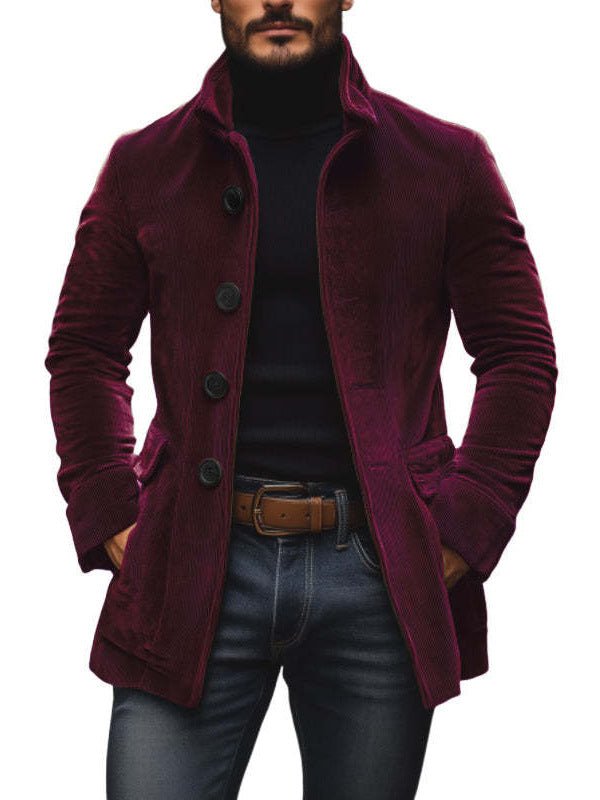 Mens Stand Collar Corduroy Blazer