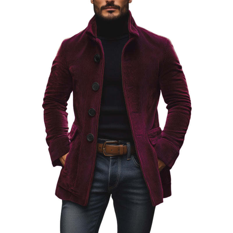 Mens Stand Collar Corduroy Blazer