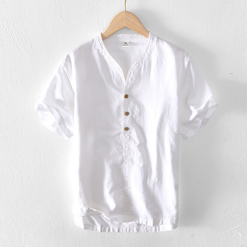 Mens Stand Collar Cotton Shirt