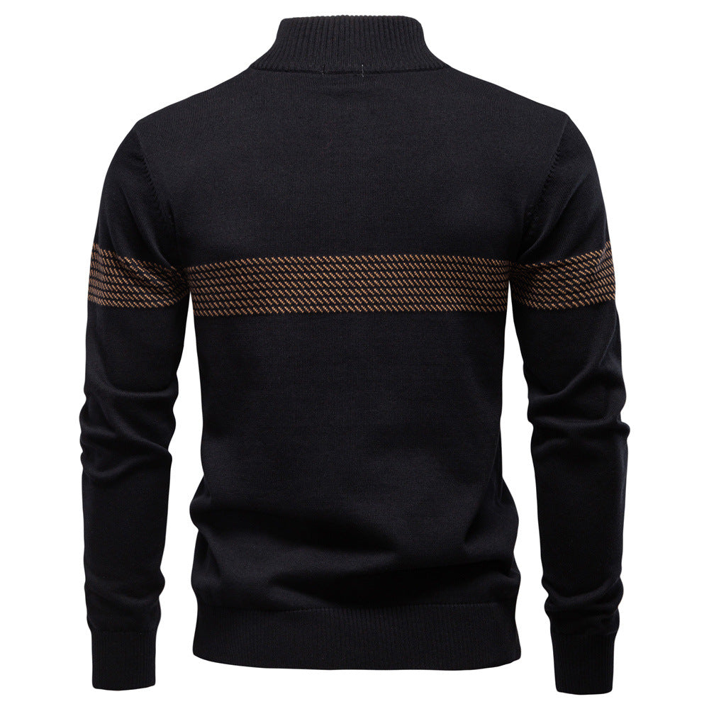 Mens Stand Collar Cotton Sweater Half Zip Top