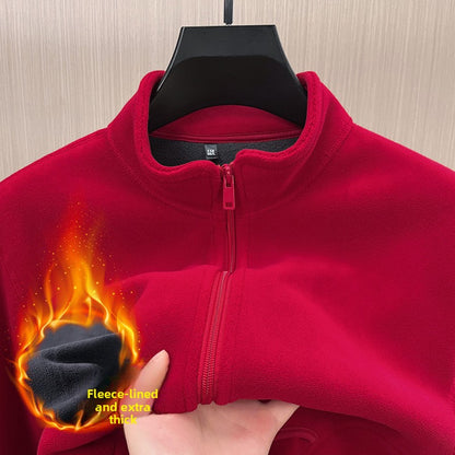 Mens Stand Collar Fleece Jacket