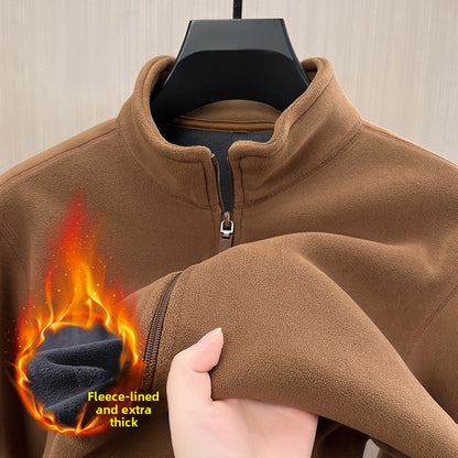 Mens Stand Collar Fleece Jacket