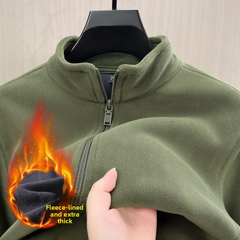 Mens Stand Collar Fleece Jacket