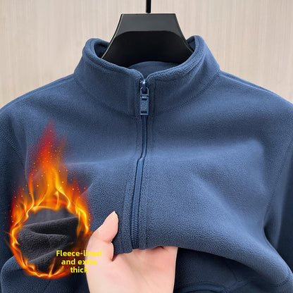 Mens Stand Collar Fleece Jacket