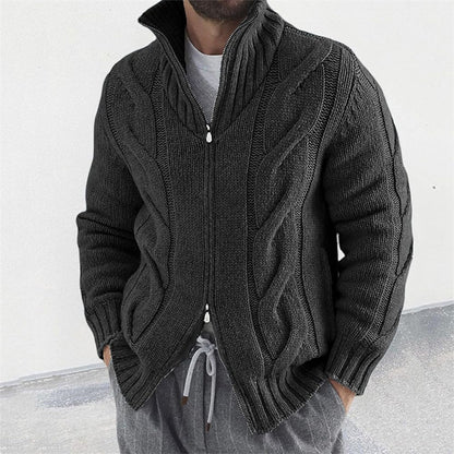 Mens Stand Collar Knit Cardigan