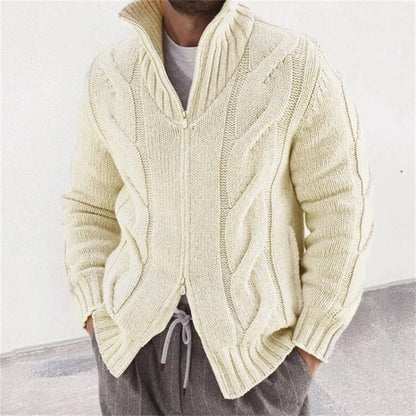 Mens Stand Collar Knit Cardigan