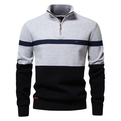 Mens Stand Collar Knit Sweater