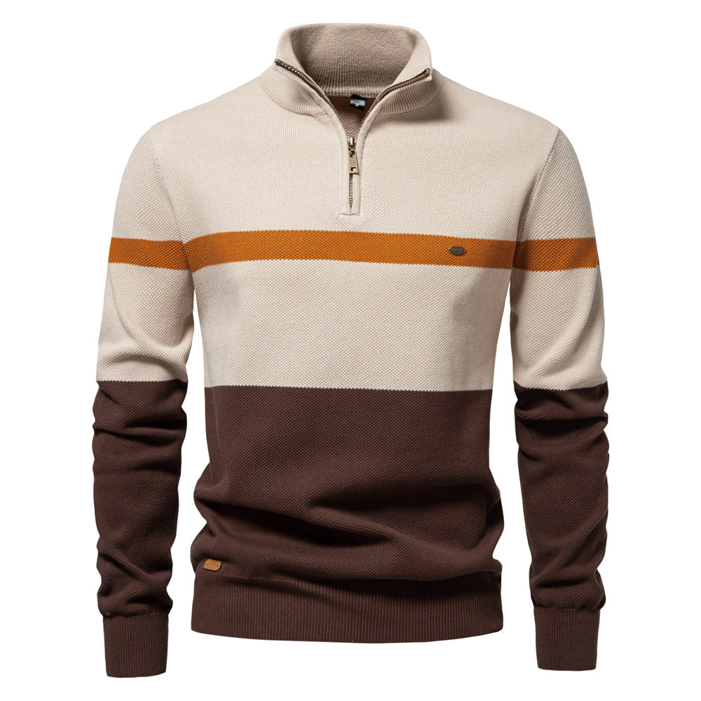 Mens Stand Collar Knit Sweater