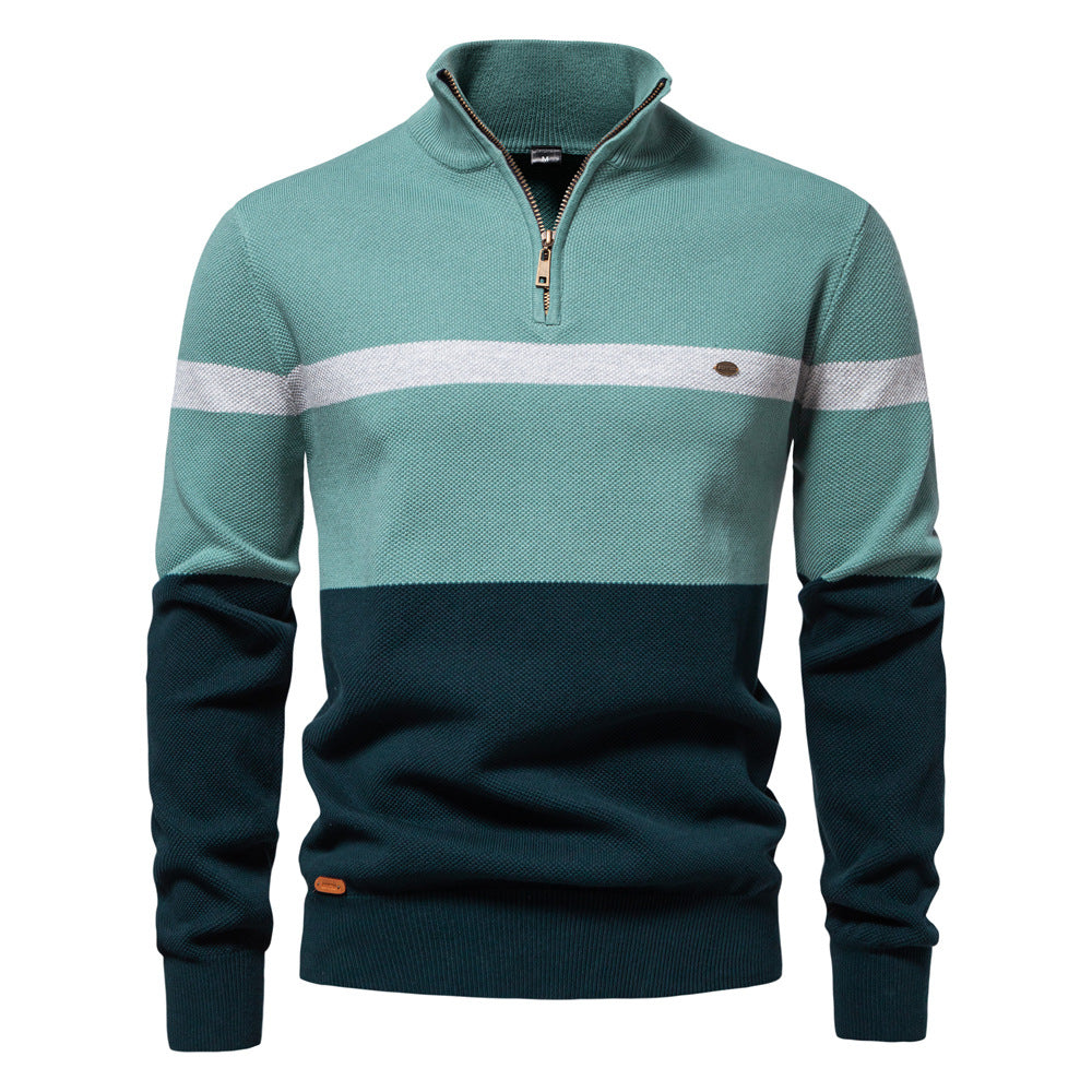 Mens Stand Collar Knit Sweater