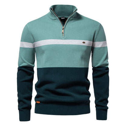 Mens Stand Collar Knit Sweater
