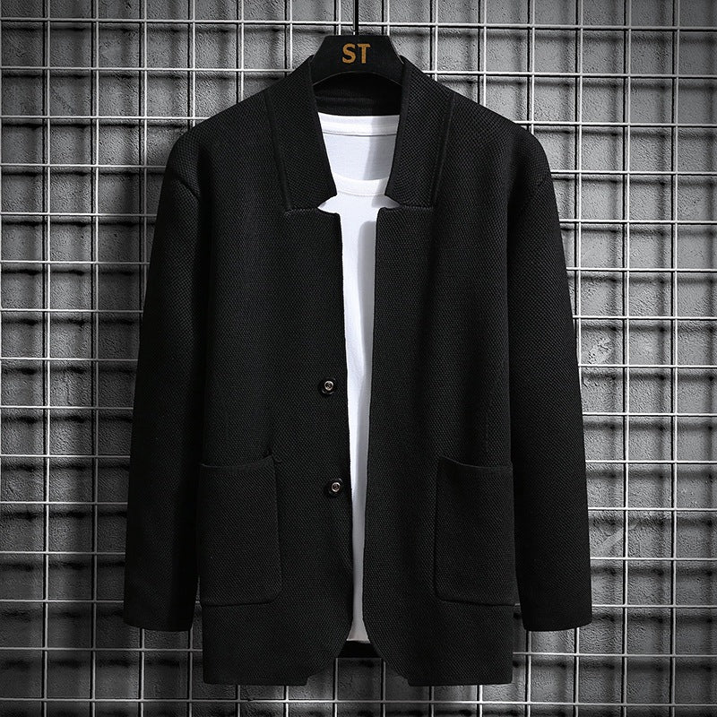 Mens Stand Collar Knit Sweater