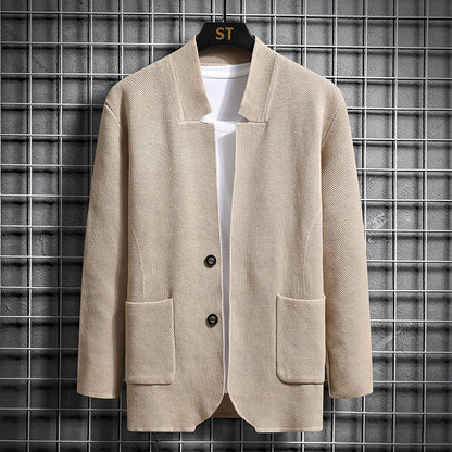 Mens Stand Collar Knit Sweater