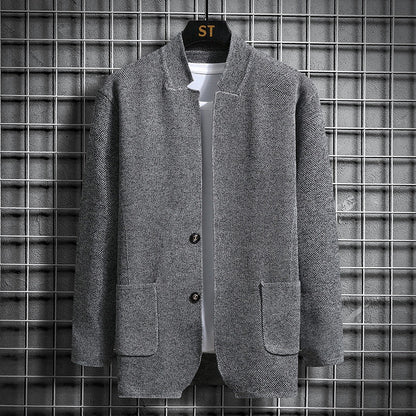 Mens Stand Collar Knit Sweater