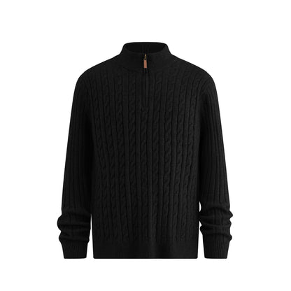 Mens Stand Collar Knit Sweater