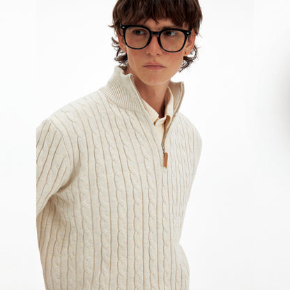 Mens Stand Collar Knit Sweater