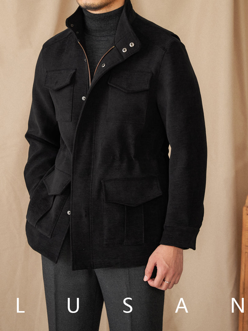 Mens Stand Collar Winter Jacket