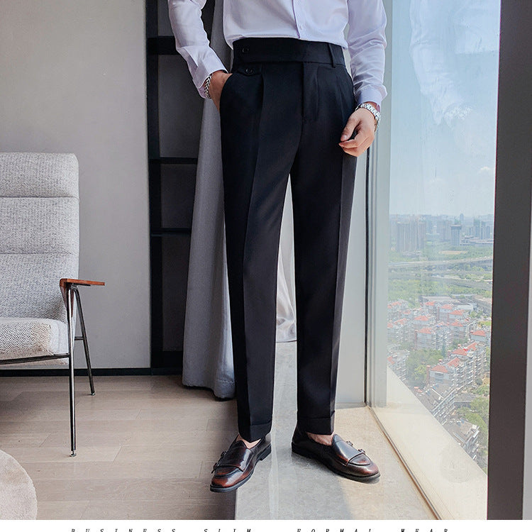 Mens Straight Fit Cropped Trousers