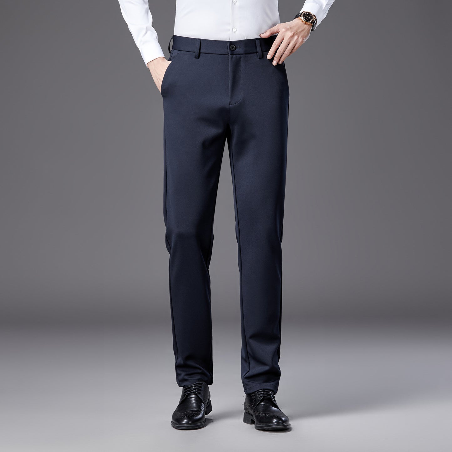 Mens Straight Leg Business Casual Trousers