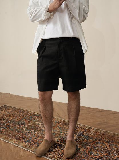 Mens Straight-Leg Linen Blend Shorts