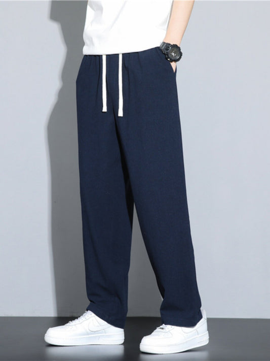 Mens Straight Leg Linen Trousers