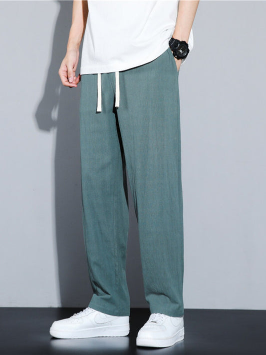 Mens Straight Leg Linen Trousers