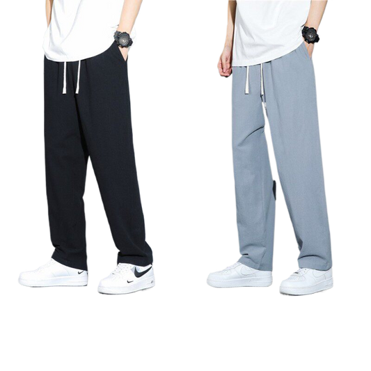 Mens Straight Leg Linen Trousers