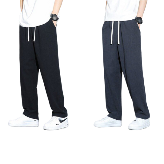 Mens Straight Leg Linen Trousers